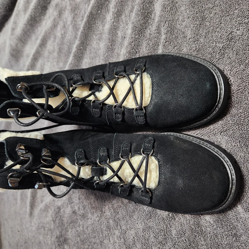 Marc Fisher Black and Cream Winter Boots with Cozy Lining - Picture 2 of 8